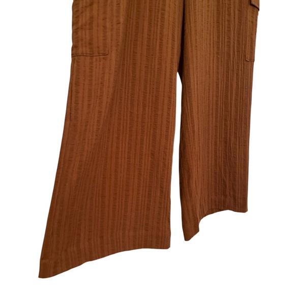 NWT Rhythm. Amalfi Cargo Wide Leg Cotton Chocolate Brown Elastic Pants 6 - Picture 6 of 10